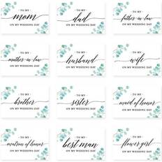 Koyal Wholesale Wedding Day Gift Cards Set with Envelopes Set of 12 Eucalyptus Leaves