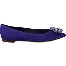 Dolce & Gabbana Women Loafers Dolce & Gabbana Purple Suede Crystals Loafers Flats Shoes