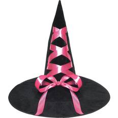 Women Headgear Witch Hat with Ribbon Adult Costume Accessory Pink