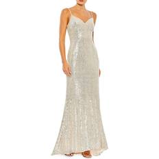 Evening Gowns - Silver Dresses Mac Duggal Women's Ieena Metallic Sheath Gown Silver Silver