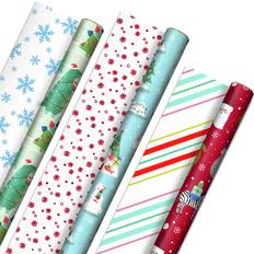 Hallmark Reversible Christmas Wrapping Paper for Kids - Bulk (2 Jumbo  Rolls: 160 sq. ft. ttl) Santa, Snowflakes, Stripes, Red Dots 