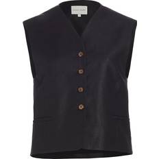 Damen - Leinen Westen LouLou Studio Black Iba Vest Black