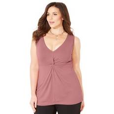 Tank Tops Catherines Plus Women's Curvy Collection Twist Front Tank in Dusty Rose Size 3X