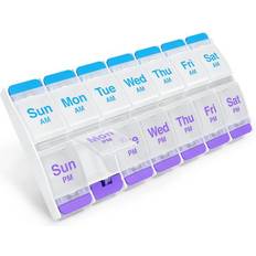 Medical Aids Ezy Dose EZY DOSE Push Button 7-Day Pill, Medicine, Vitamin Organizer Weekly, 2 Times a Day, AM/PM Large Compartments Arthritis Friendly Clear Lids