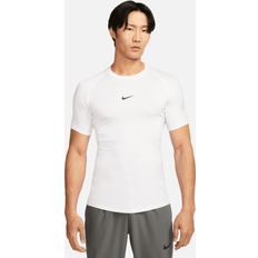 Nike Weiß Bekleidung Nike Pro Dri-FIT Tight kurzarm Fitnessshirt Herren white/black Weiß