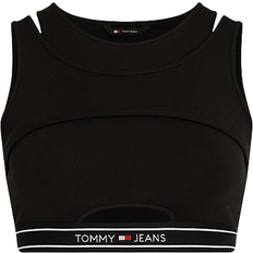 Tommy Hilfiger Damen Tanktops Tommy Hilfiger Super Cropped Logo Tape Cutout Tank Top - Black