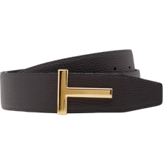 Soft Grain Leather T Icon Belt - Brown/Black