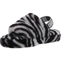 Children's Shoes UGG T Fluff Yeah Slide Zebra Slipper, Black White