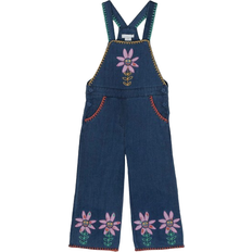 Stella McCartney Kids Kid's Floral-Embroidered Denim Dungarees - Indigo Blue/Multicolour