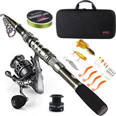 Fishing Rods Sougayilang Fishing Rod Combos with Telescopic Spinning Reels Tackle Bag for Saltwater Travel Freshwater 5'9" 150g