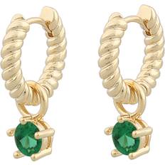 Hvite Øredobber Snö of Sweden Vienna Ring Pendant Earring Gold/Green 15mm