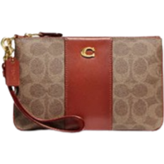 Coach Wallets Coach Small Wristlet In Signature Canvas - Brass/Tan/Rust