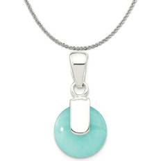 Ice Carat Polished Circle Pendant - Silver/Turquoise