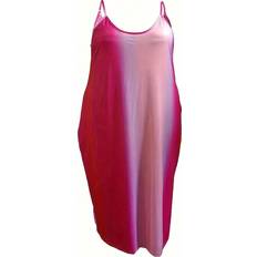 Long Dresses - Pink Shein Plus Women'S Ombre Color Pocketed Strappy Dress