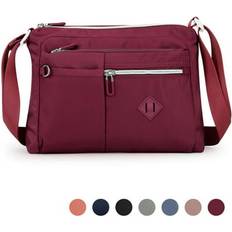 Waterproof Messenger Bags Pullimore Waterproof Lightweight Multi Pocket Anti Thief Crossbody Messenger Bag Red Purple