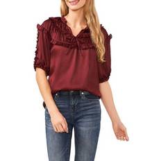 Red - Women Blouses CeCe Ruffle Yoke Satin Top