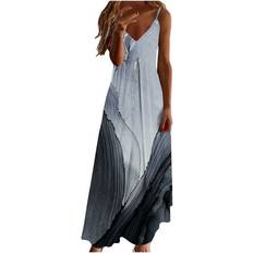 Long Dresses - Sportswear Garment Hvyesh 2023 Dresses for Women Slim Fit V Neck Halter Beach Maxi Dresses Summer Sleeveless Boho Long Dress Women Print Long Dress