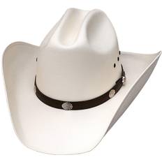 Clothing Western Express Natural Straw Western Cattleman Hat with Silver Concho Hat Band - Off White