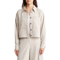 Adrianna Papell Jackets Adrianna Papell Women's Solid Shirt Jacket Beige