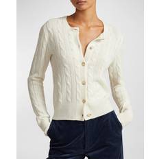 Polo Ralph Lauren White Cardigans Polo Ralph Lauren Cable-Knit Cashmere Crewneck Cardigan