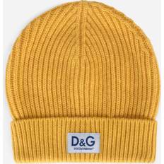 Gule - Herre Luer Dolce & Gabbana Knit cashmere hat with D&G patch wheat_yellow one