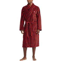 Polo Ralph Lauren Red Sleepwear Polo Ralph Lauren Microfiber Plush Long Sleeve Shawl Collar Robe Rl2000 Red Buffalo Plaid/Nevis Player SM-MD