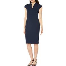 Calvin Klein Women Dresses Calvin Klein Women's V-Neck Cap Sleeve Sheath Dress Indigo Indigo