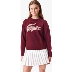 Lacoste Red Sweaters Lacoste Women's x Bandier Contrast Crocodile Sweater Red