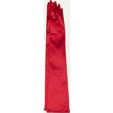 Dolce & Gabbana Red Gloves & Mittens Dolce & Gabbana Sfilata Long Red Satin Gloves