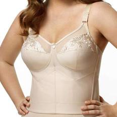 Elila Embroidered Soft-Cup Longline Bra - Nude