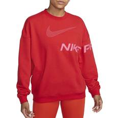 Red - Women Sweaters Nike Women's Dri-fit Get Fit French Terry Graphic Crew Neck Sweatshirt - University Red/Gym Red/Pinksicle