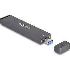 Externe Lagergestelle DeLock M.2 NVME PCIe SSD or SATA SSD with USB 10 Gbps Type-A male - M.2 - M.2 NVMe Card / SATA 6Gb/s - USB 3.2 (Gen 2) - gray