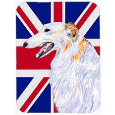 Caroline's Treasures Union Jack Borzoi with English British Flag Chopping Board 15"