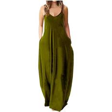 Long Dresses - Sportswear Garment Hvyesh Summer Dresses for Women 2023 Loose Fit V Neck Beach Maxi Cami Dresses with Side Pockets Plus Sleeveless Dress for Women Sundress