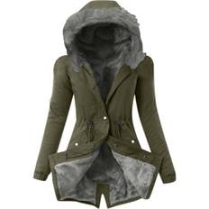 Beanies Women's Winter Coats Thick Warm Fleece Lined Puffer Jacket Windproof Fleece Lined Hooded Parka Baggy Down Padded Coat