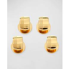 Men - Stainless Steel Earrings Men's Gold-Tone Stainless Steel Tartan Plaid Shirt Studs