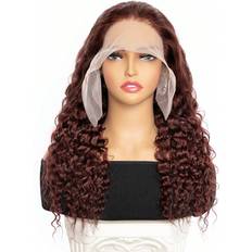 Extensions & Wigs Shein Transparent Lace Deep Wave 13*6 Lace Frontal Wigs 150% Density 18-30 Inch Reddish Brown Color