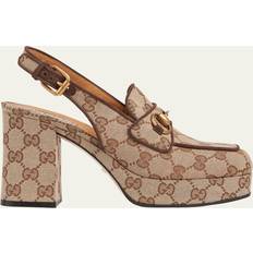 Gucci Women Heels & Pumps Gucci Lady Monogram Horsebit Slingback Pumps