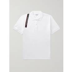 White - Women Polo Shirts Alexander McQueen Harness-Detailed Cotton-Piqué Polo Shirt Men White