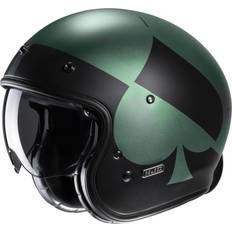 HJC Motorcycle Helmets HJC V31 Kuz Green Black MC4SF Open Face Helmet Green