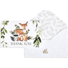 50 Pack Watercolor Woodland Greenery Thank You Cards, Cute Thank You Notes with Envelopes & Stickers, Baby Shower, Birthday any Occasion