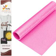 Crafts Firefly Craft Glitter Neon Pink Heat Transfer Vinyl Iron On Fabric Sheets for Shirt Transfers Vinyl for Cricut Heat Press Vinyl Single Colors or Bundle Multipack- 1 Piece 12" X 20"