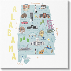 Posters on sale Stupell Alabama Landmark Map USA Multi Poster