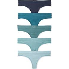 PINK Cotton Tea-Dye Thong Panties 5-pack - Indigo