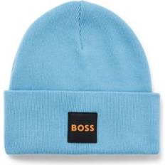 Hugo Boss Caps Hugo Boss Men's Double-Layer Patch Beanie Hat Open Blue