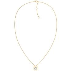 Tommy Hilfiger Logo Pendant Necklace - Gold/White/Transparent