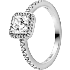 Pandora Silver - Women Jewelry Pandora Square Sparkle Halo Ring - Silver/Transparent