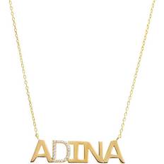 Adina Eden Pave Accented Name Plate Necklace - Gold/Transparent