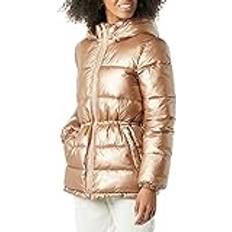 Amazon Essentials Damen Schwere Pufferjacke mit Kordelzug in der Taille, Metallisches Taupe