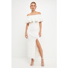 Clothing Women's Ruffle Off-The-Shoulder Midi-Dress White White